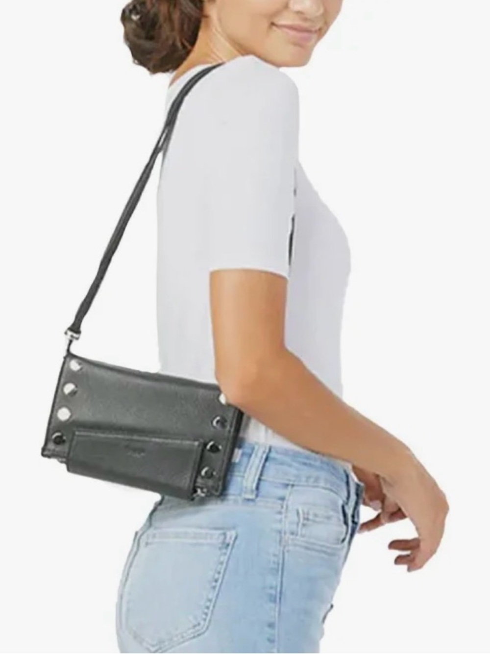 Hammitt Levy Black Leather Crossbody Bag with Stud Details